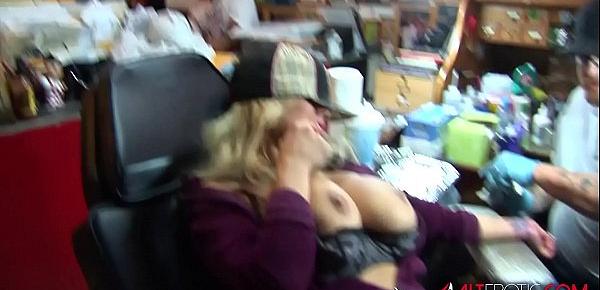  Shyla Stylez gets tattooed while playing with her tits